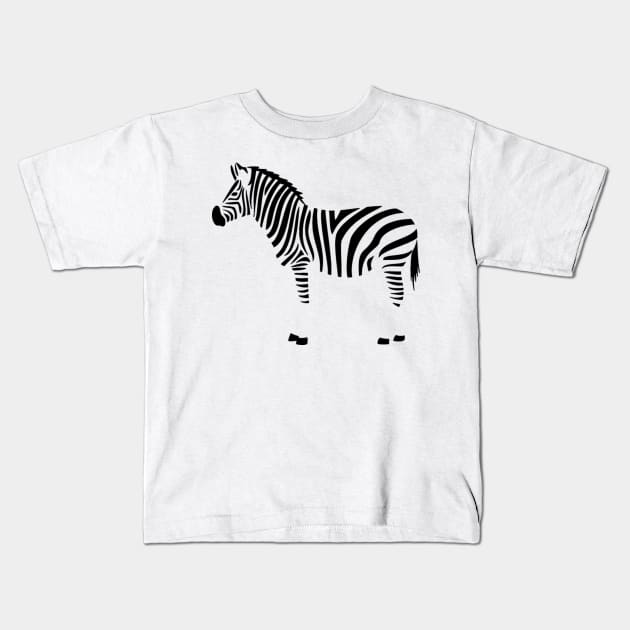 Zebra Black Stripes Silhouette Art Kids T-Shirt by AnotherOne